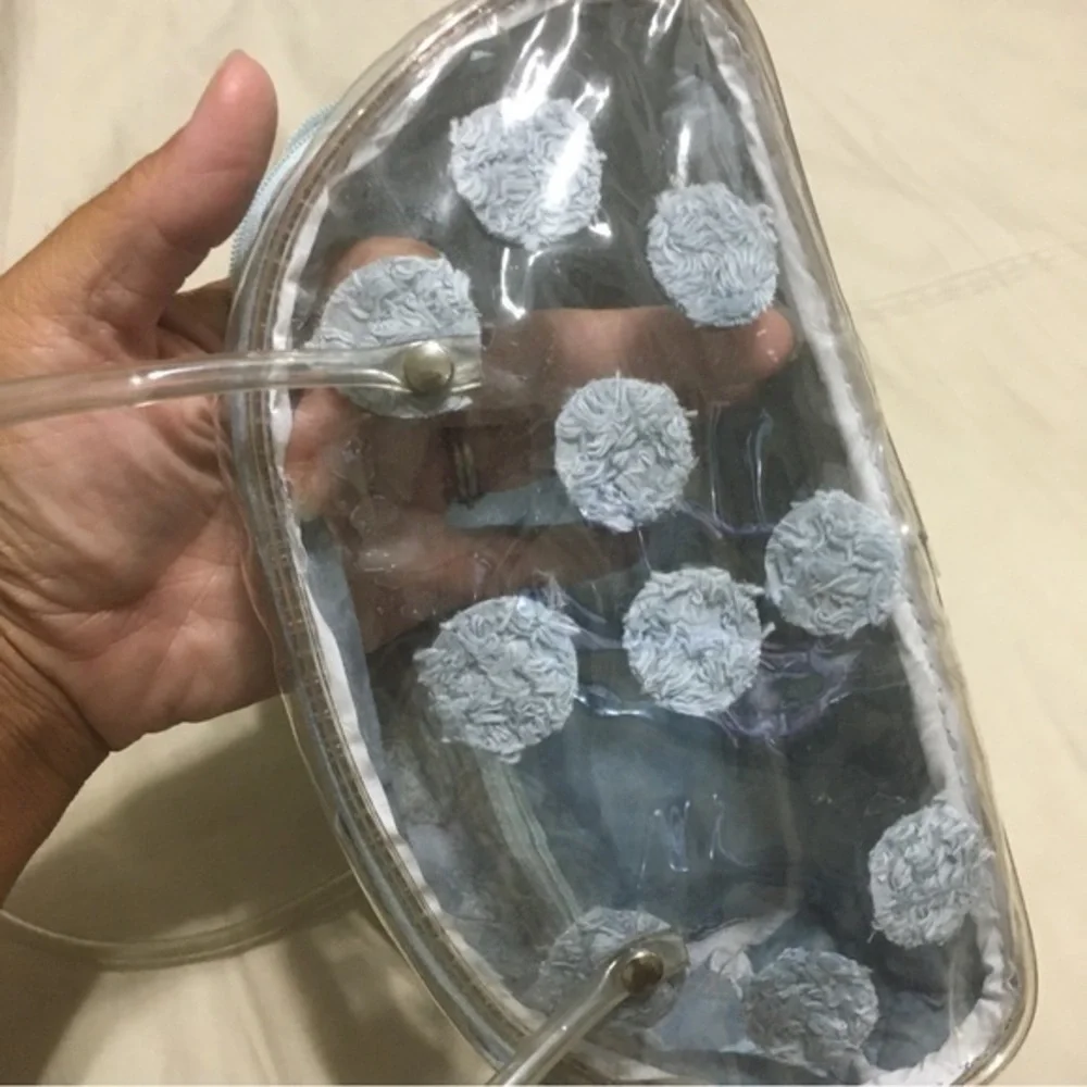 Cosmetics pouch blue and clear